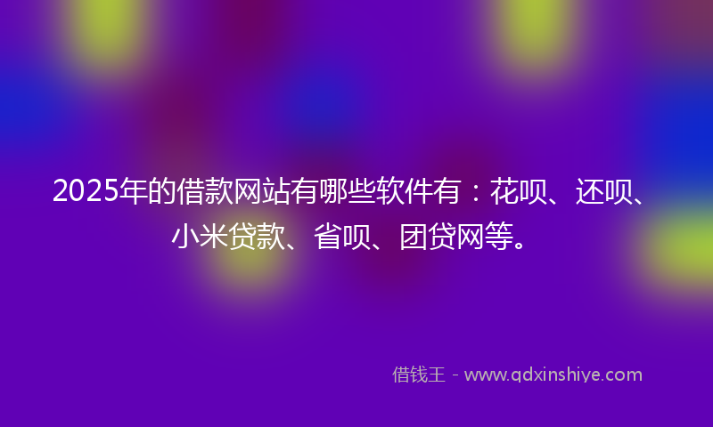 2025年的借款网站有哪些软件有：花呗、还呗、小米贷款、省呗、团贷网等。