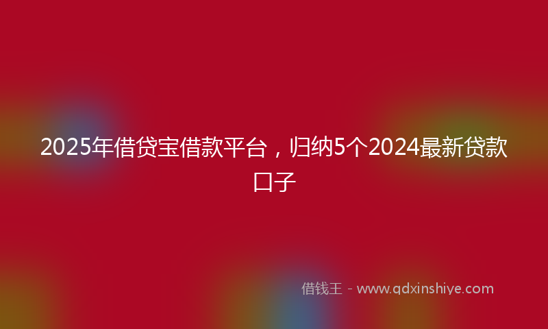2025年借贷宝借款平台，归纳5个2024最新贷款口子