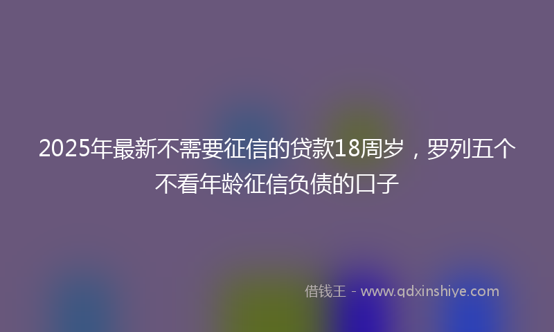 2025年最新不需要征信的贷款18周岁，罗列五个不看年龄征信负债的口子