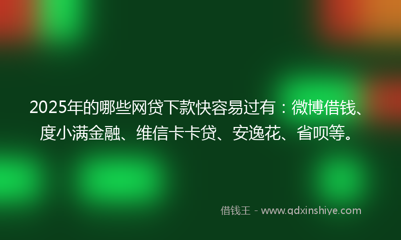 2025年的哪些网贷下款快容易过有：微博借钱、度小满金融、维信卡卡贷、安逸花、省呗等。