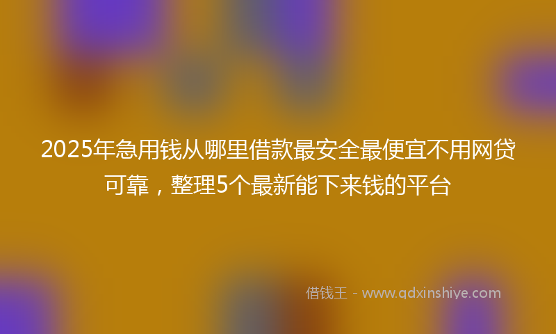 2025年急用钱从哪里借款最安全最便宜不用网贷可靠，整理5个最新能下来钱的平台