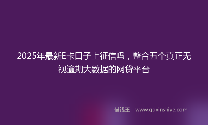 2025年最新E卡口子上征信吗，整合五个真正无视逾期大数据的网贷平台