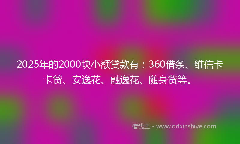 2025年的2000块小额贷款有：360借条、维信卡卡贷、安逸花、融逸花、随身贷等。