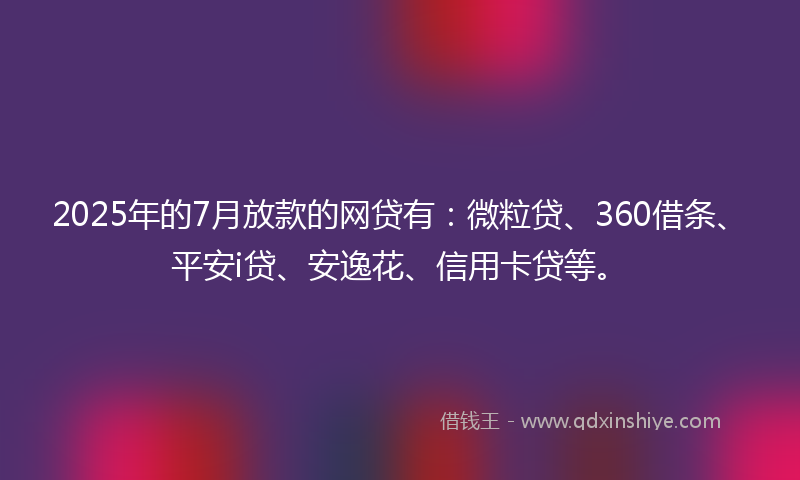 2025年的7月放款的网贷有：微粒贷、360借条、平安i贷、安逸花、信用卡贷等。