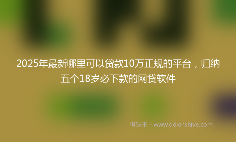 2025年最新哪里可以贷款10万正规的平台，归纳五个18岁必下款的网贷软件