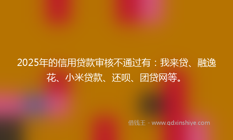 2025年的信用贷款审核不通过有：我来贷、融逸花、小米贷款、还呗、团贷网等。