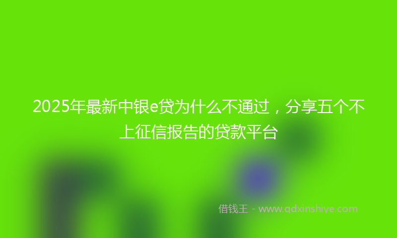 2025年最新中银e贷为什么不通过，分享五个不上征信报告的贷款平台