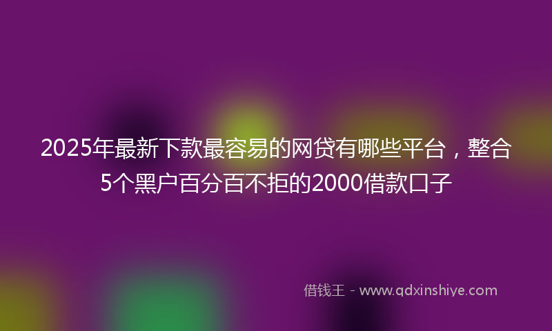 2025年最新下款最容易的网贷有哪些平台，整合5个黑户百分百不拒的2000借款口子