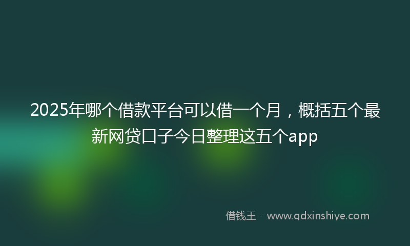 2025年哪个借款平台可以借一个月，概括五个最新网贷口子今日整理这五个app