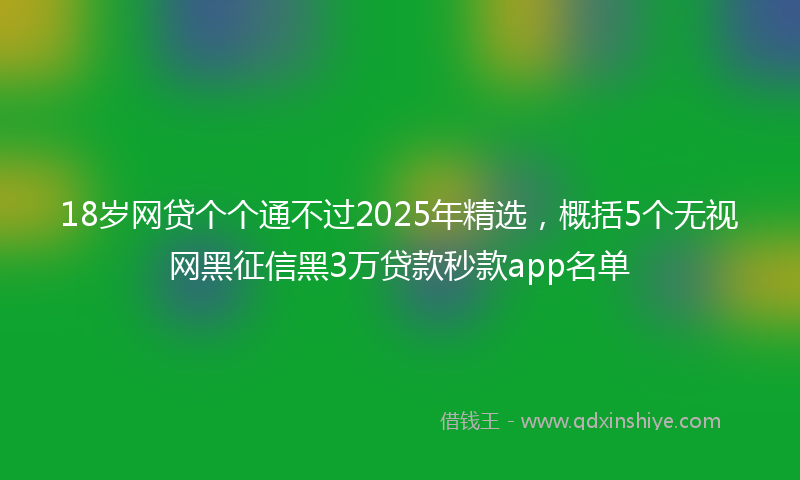 18岁网贷个个通不过2025年精选，概括5个无视网黑征信黑3万贷款秒款app名单