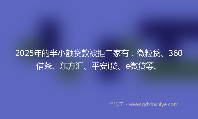 2025年的半小额贷款被拒三家有：微粒贷、360借条、东方汇、平安i贷、e微贷等。