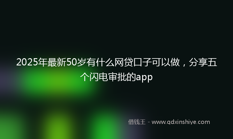 2025年最新50岁有什么网贷口子可以做，分享五个闪电审批的app