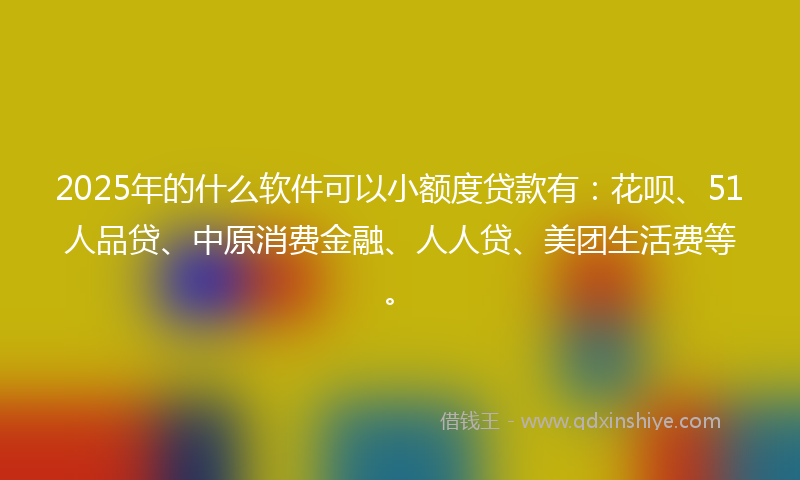 2025年的什么软件可以小额度贷款有：花呗、51人品贷、中原消费金融、人人贷、美团生活费等。