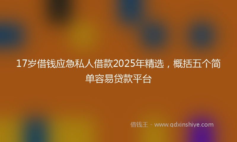 17岁借钱应急私人借款2025年精选，概括五个简单容易贷款平台