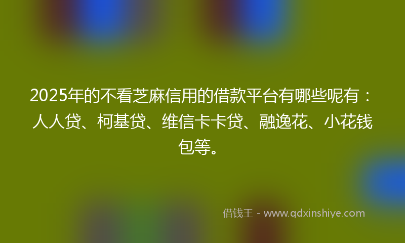 2025年的不看芝麻信用的借款平台有哪些呢有：人人贷、柯基贷、维信卡卡贷、融逸花、小花钱包等。