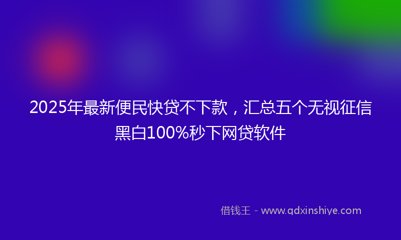 2025年最新便民快贷不下款，汇总五个无视征信黑白100%秒下网贷软件
