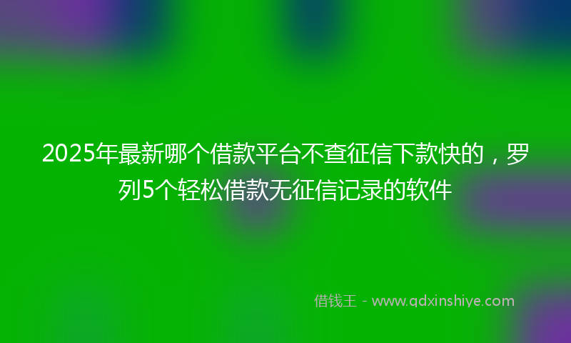 2025年最新哪个借款平台不查征信下款快的，罗列5个轻松借款无征信记录的软件