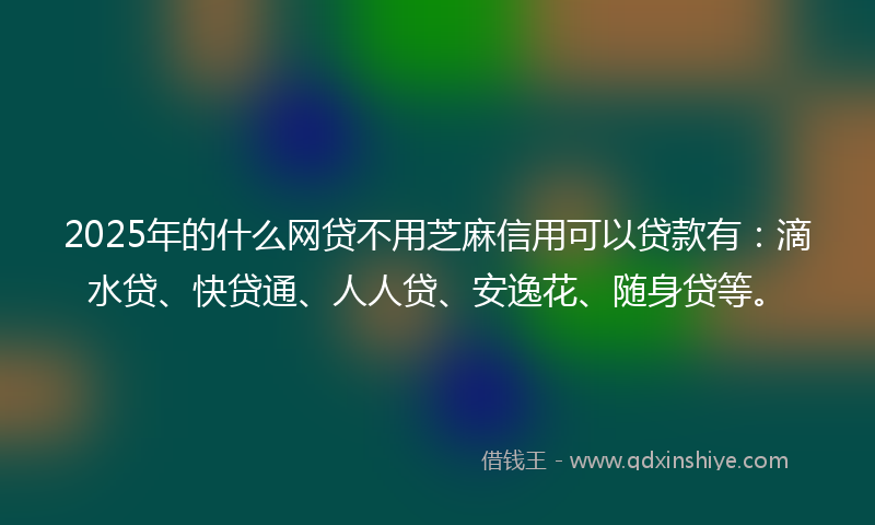 2025年的什么网贷不用芝麻信用可以贷款有：滴水贷、快贷通、人人贷、安逸花、随身贷等。