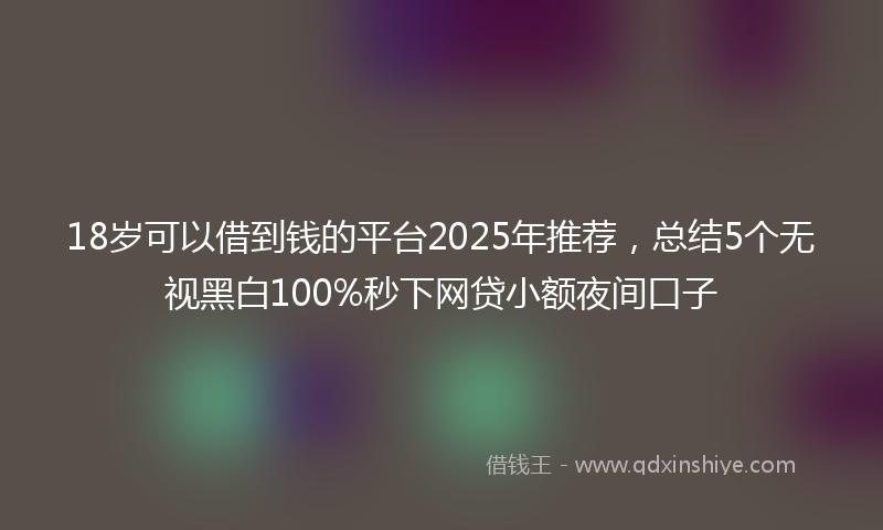 18岁可以借到钱的平台2025年推荐，总结5个无视黑白100%秒下网贷小额夜间口子