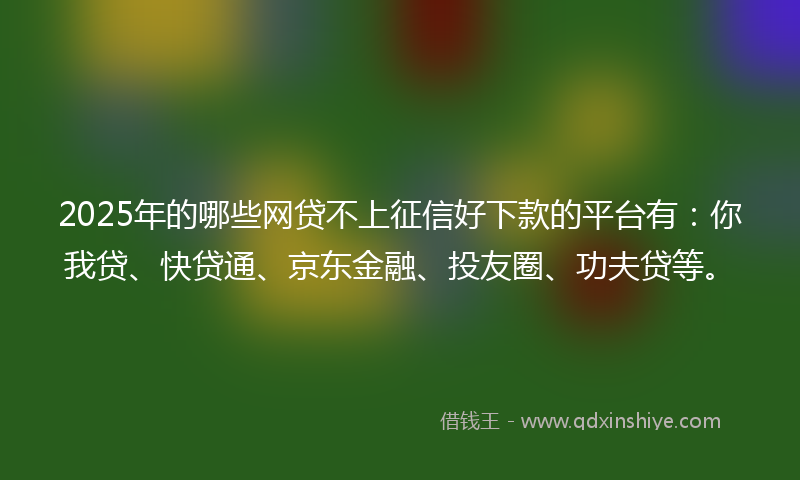 2025年的哪些网贷不上征信好下款的平台有：你我贷、快贷通、京东金融、投友圈、功夫贷等。