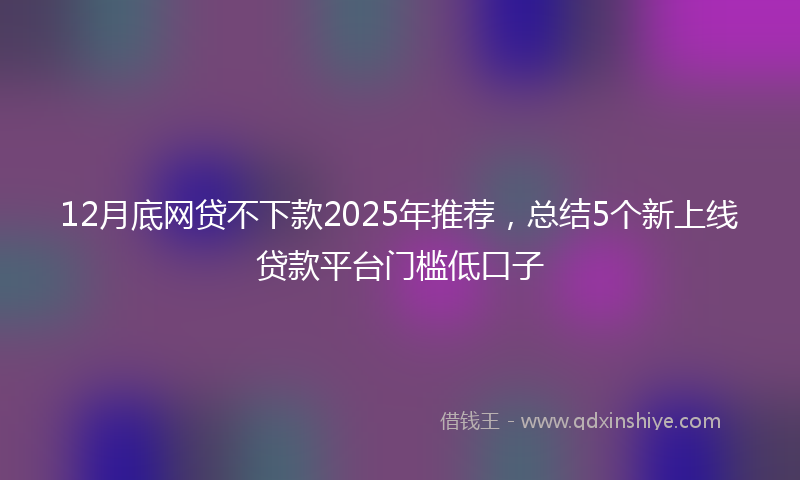 12月底网贷不下款2025年推荐，总结5个新上线贷款平台门槛低口子