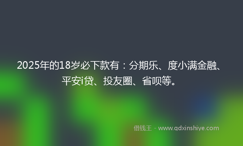 2025年的18岁必下款有：分期乐、度小满金融、平安i贷、投友圈、省呗等。