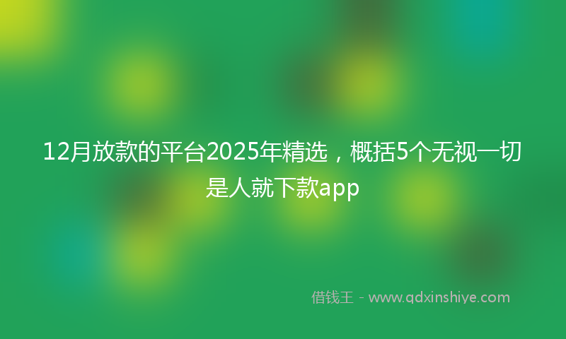 12月放款的平台2025年精选，概括5个无视一切是人就下款app