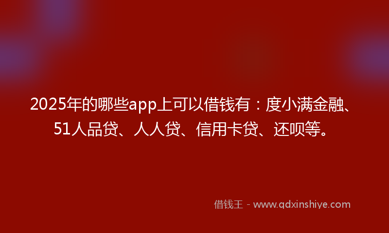 2025年的哪些app上可以借钱有：度小满金融、51人品贷、人人贷、信用卡贷、还呗等。