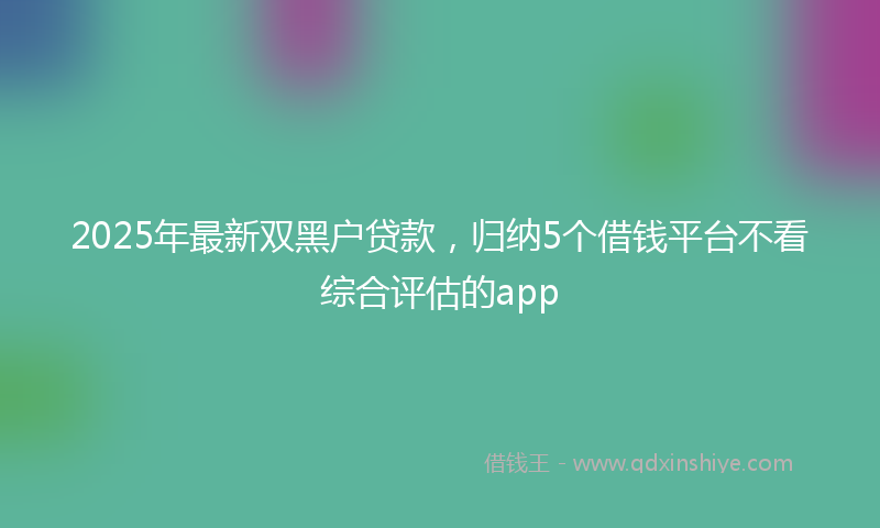 2025年最新双黑户贷款，归纳5个借钱平台不看综合评估的app