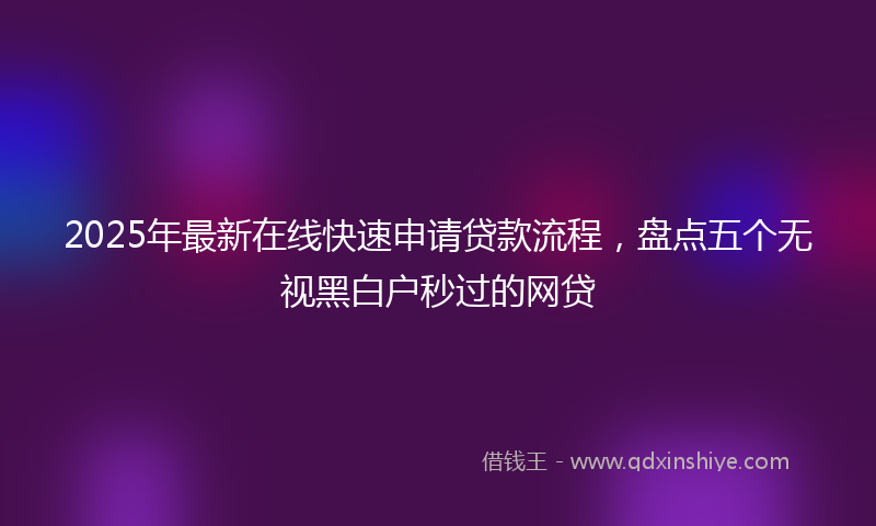 2025年最新在线快速申请贷款流程，盘点五个无视黑白户秒过的网贷