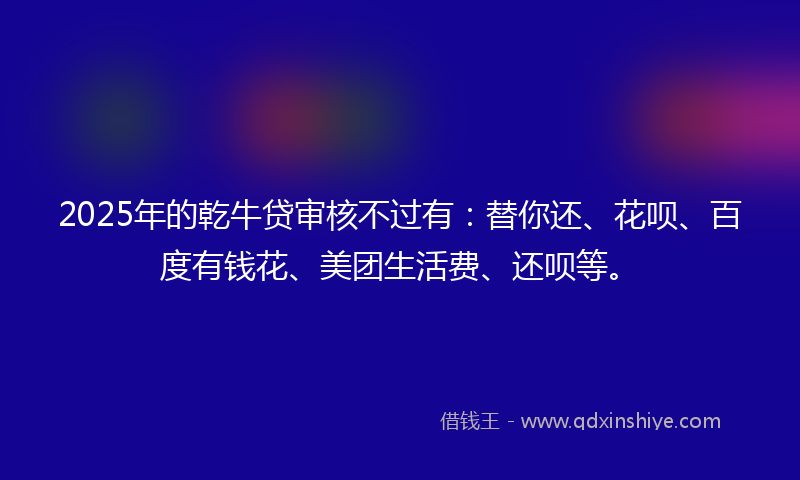 2025年的乾牛贷审核不过有：替你还、花呗、百度有钱花、美团生活费、还呗等。