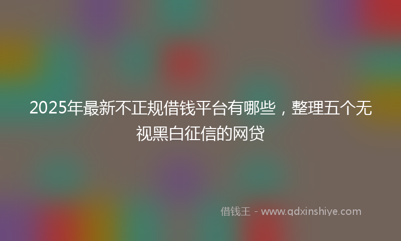 2025年最新不正规借钱平台有哪些，整理五个无视黑白征信的网贷