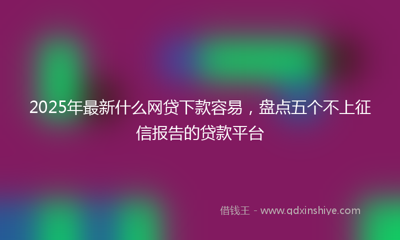2025年最新什么网贷下款容易，盘点五个不上征信报告的贷款平台