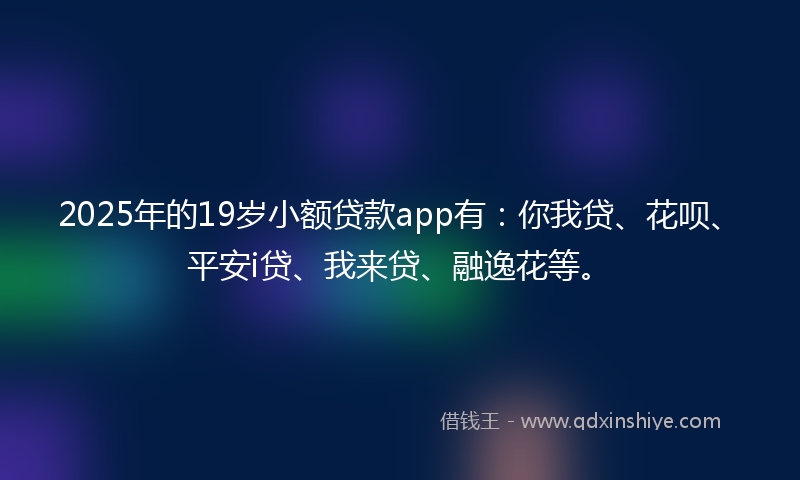 2025年的19岁小额贷款app有：你我贷、花呗、平安i贷、我来贷、融逸花等。