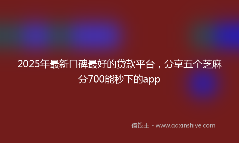2025年最新口碑最好的贷款平台，分享五个芝麻分700能秒下的app