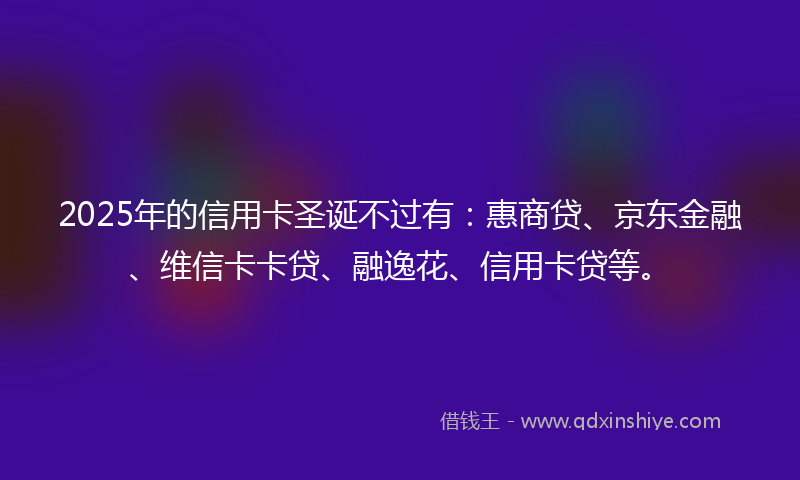 2025年的信用卡圣诞不过有：惠商贷、京东金融、维信卡卡贷、融逸花、信用卡贷等。