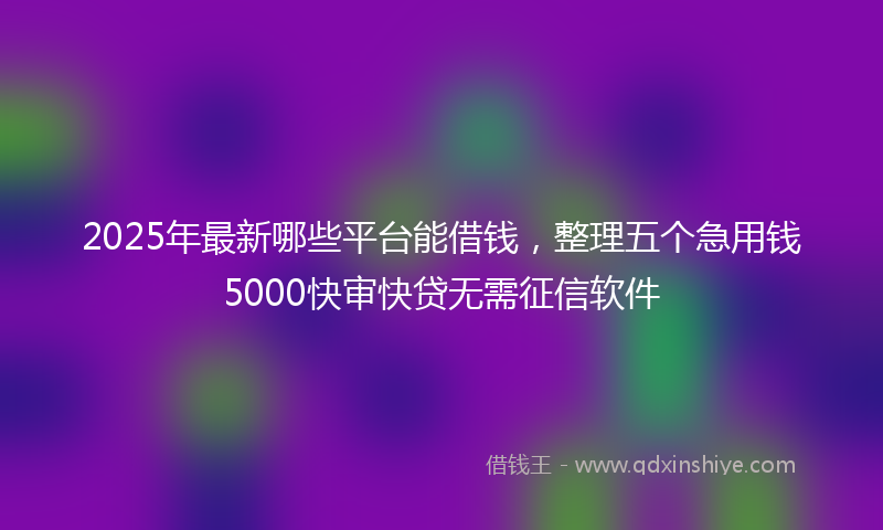 2025年最新哪些平台能借钱，整理五个急用钱5000快审快贷无需征信软件