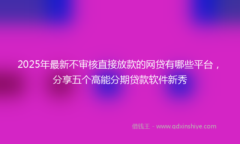 2025年最新不审核直接放款的网贷有哪些平台，分享五个高能分期贷款软件新秀