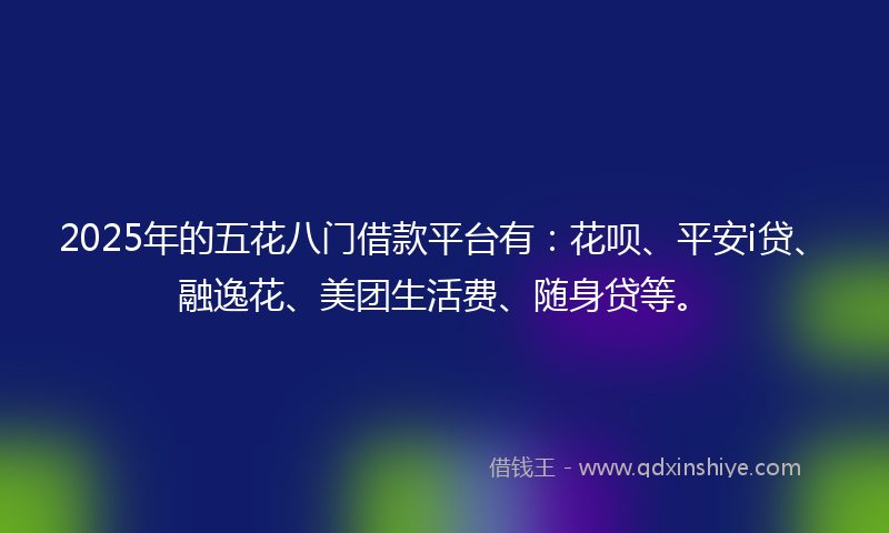 2025年的五花八门借款平台有:花呗、平安i贷、融逸花、美团生活费、随身贷等。
