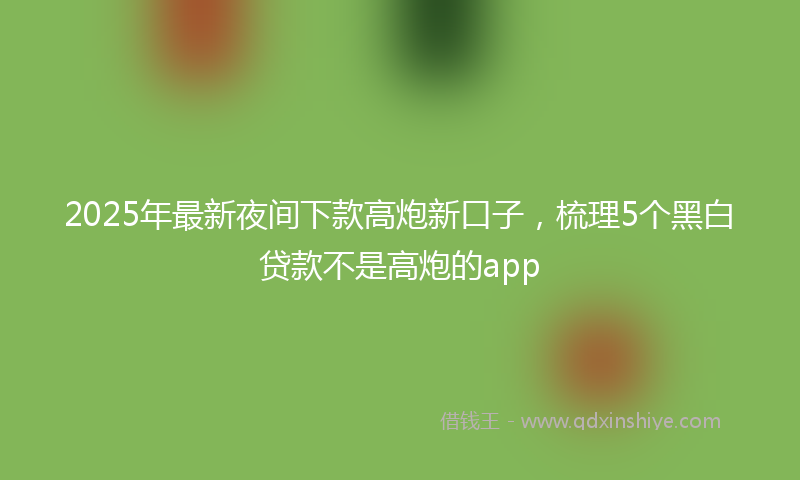 2025年最新夜间下款高炮新口子，梳理5个黑白贷款不是高炮的app