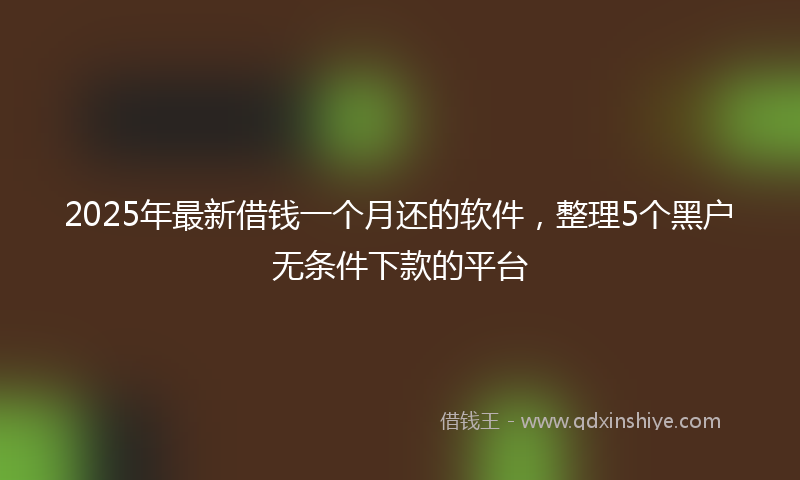 2025年最新借钱一个月还的软件，整理5个黑户无条件下款的平台