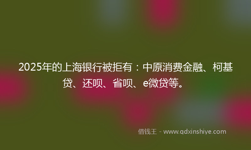 2025年的上海银行被拒有：中原消费金融、柯基贷、还呗、省呗、e微贷等。