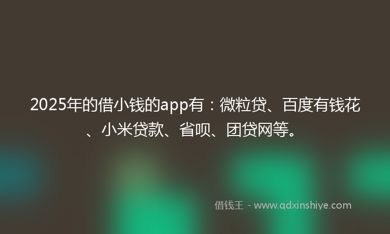 2025年的借小钱的app有：微粒贷、百度有钱花、小米贷款、省呗、团贷网等。