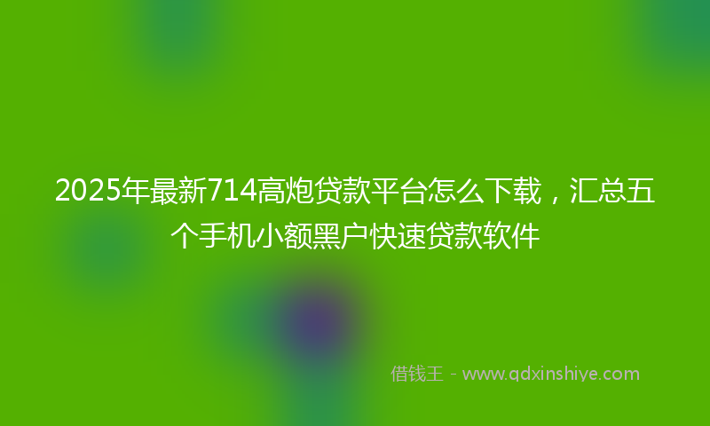 2025年最新714高炮贷款平台怎么下载，汇总五个手机小额黑户快速贷款软件