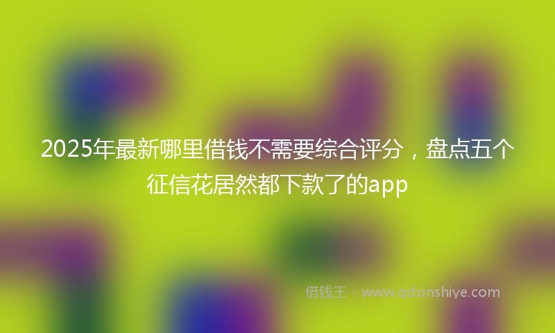 2025年最新哪里借钱不需要综合评分，盘点五个征信花居然都下款了的app