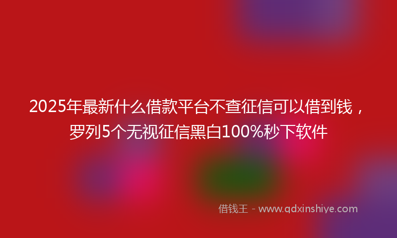 2025年最新什么借款平台不查征信可以借到钱，罗列5个无视征信黑白100%秒下软件