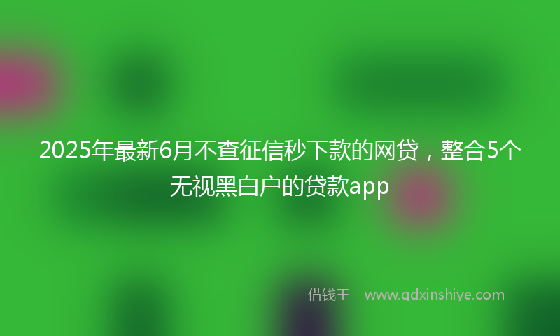 2025年最新6月不查征信秒下款的网贷，整合5个无视黑白户的贷款app