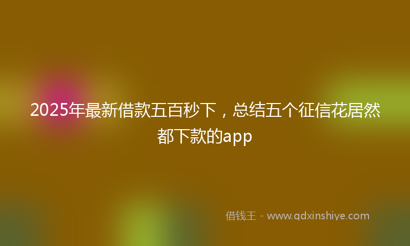 2025年最新借款五百秒下，总结五个征信花居然都下款的app