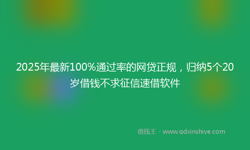 2025年最新100%通过率的网贷正规，归纳5个20岁借钱不求征信速借软件