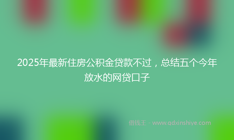 2025年最新住房公积金贷款不过，总结五个今年放水的网贷口子